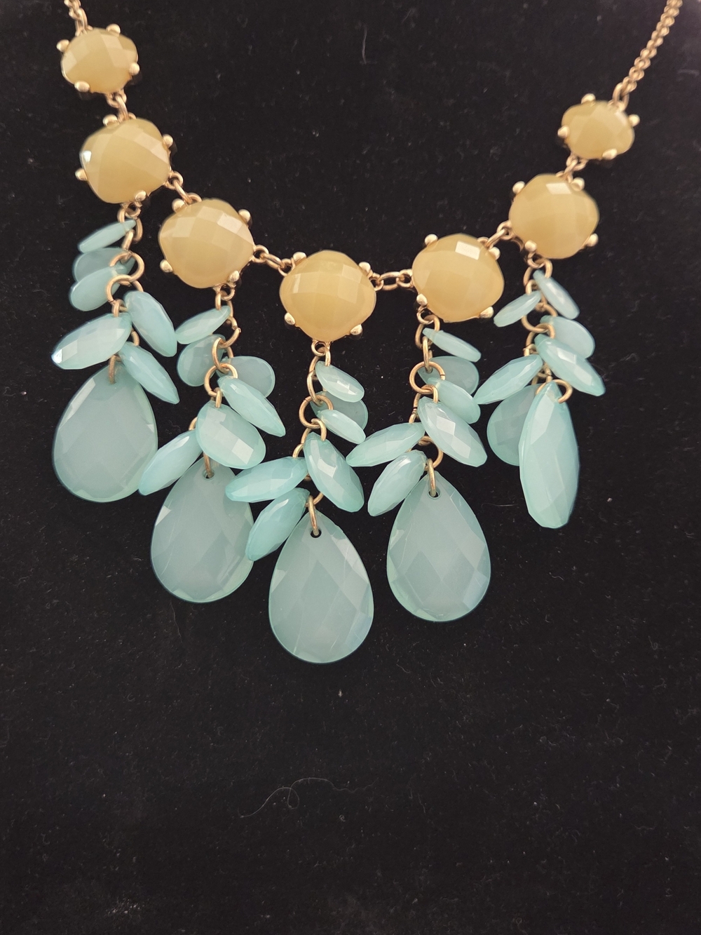 Claire's Mint Teardrop and Mustard Bead Statement Necklace
